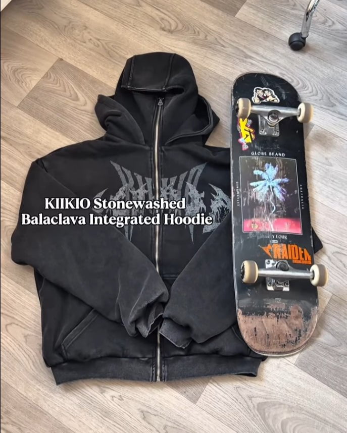 KIIKIO Stonewashed Balaclava Integrated Hoodie