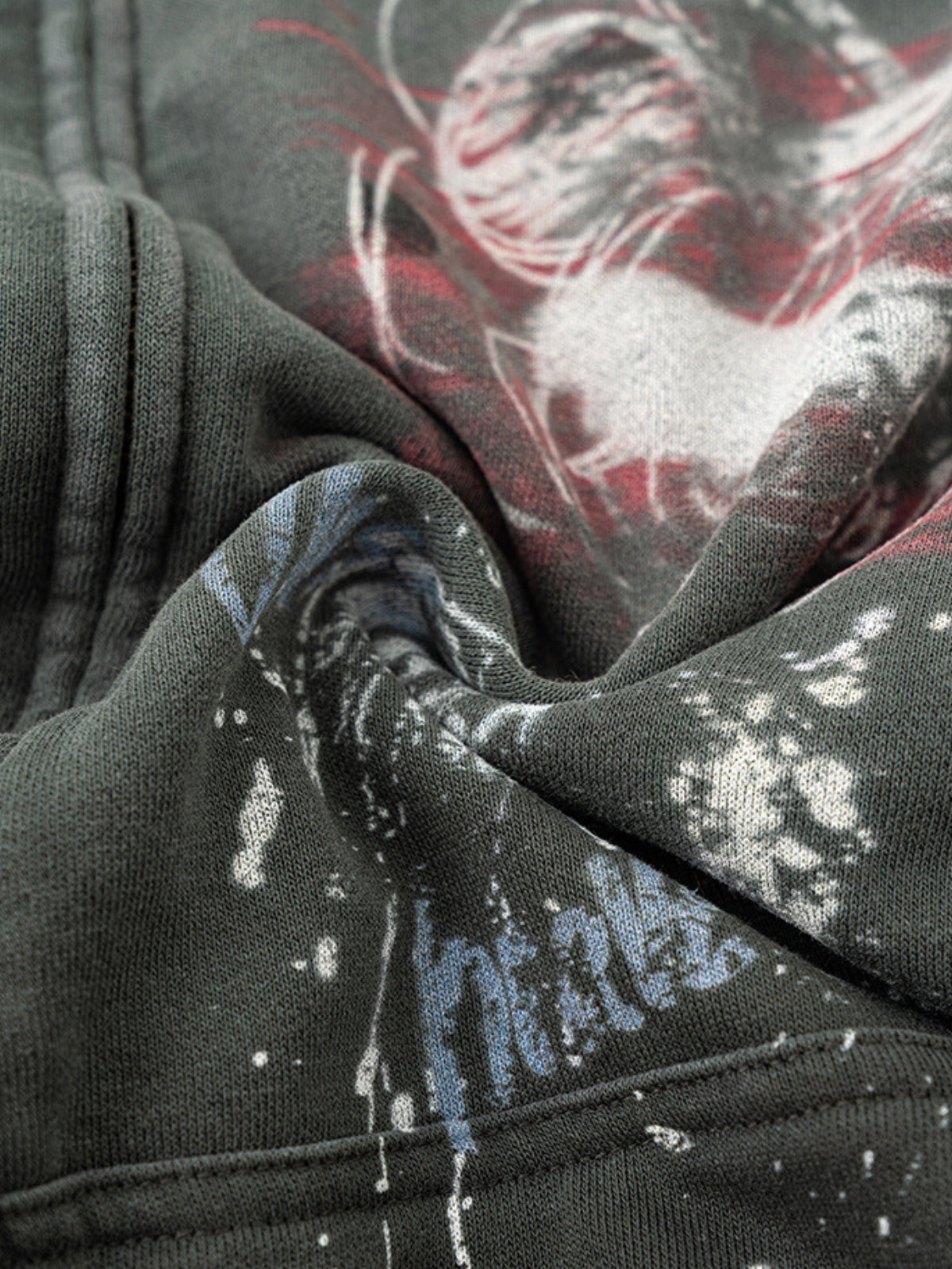 KINGRESS - Oversized Print Zip Up Hoodie