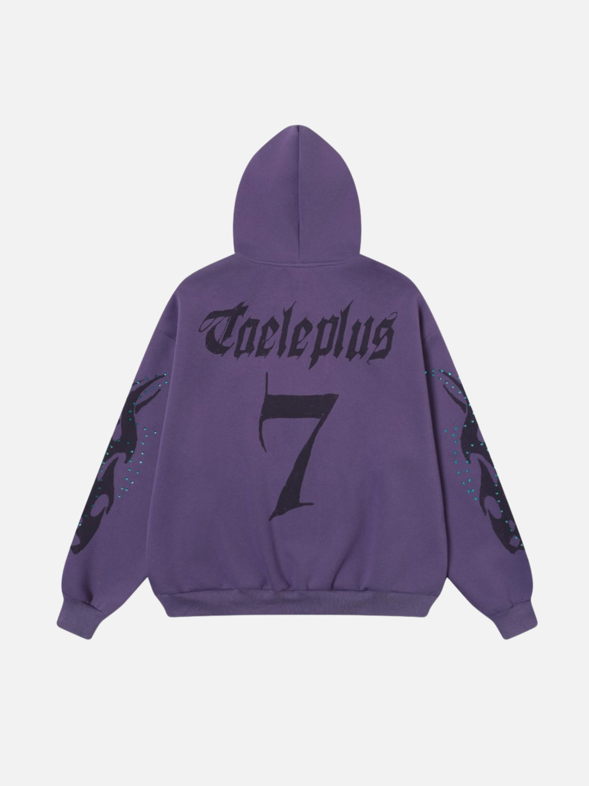 FIRODA - Oversized Rhinestone Zip Up Hoodie