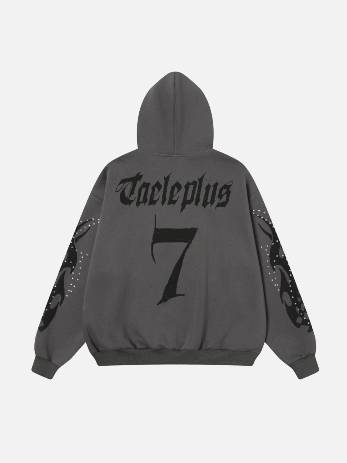 FIRODA - Oversized Rhinestone Zip Up Hoodie