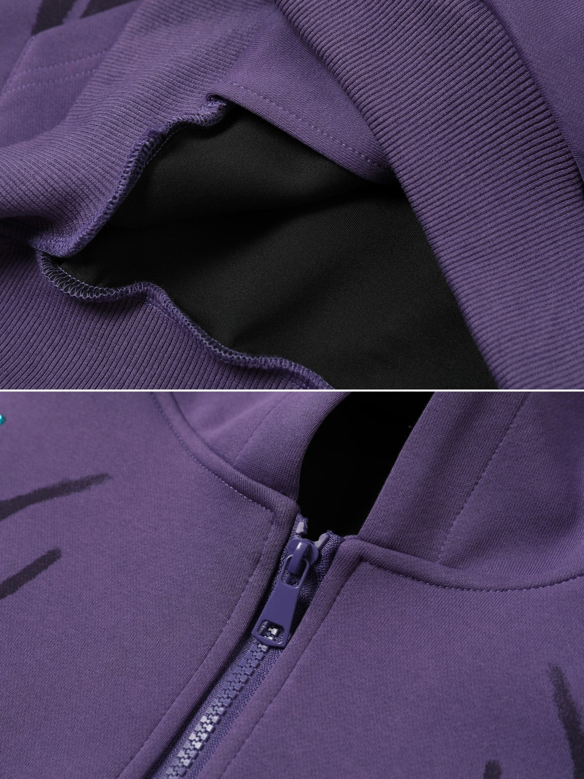 FIRODA - Oversized Rhinestone Zip Up Hoodie