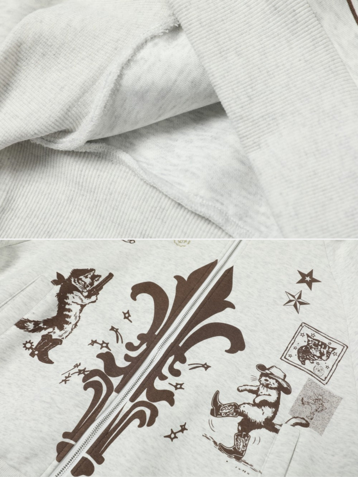 TAP CATS - Oversized Graphic Zip Up Hoodie