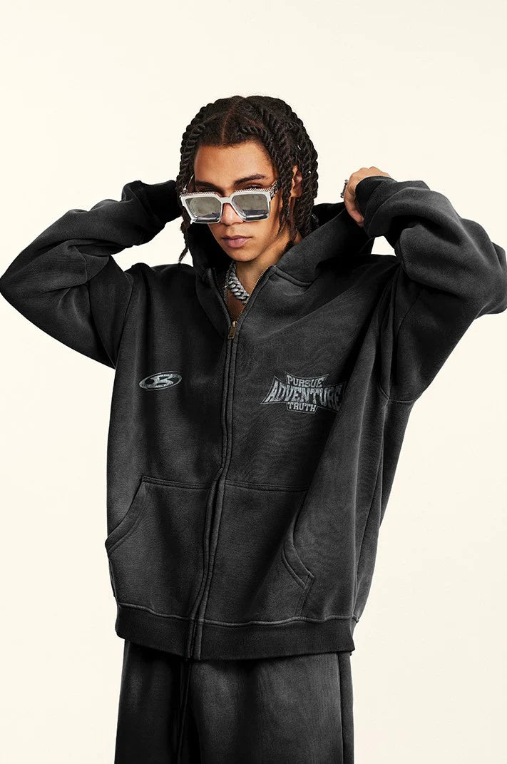 LUNARA® - Oversized Print Zip Up Hoodie UNISEX