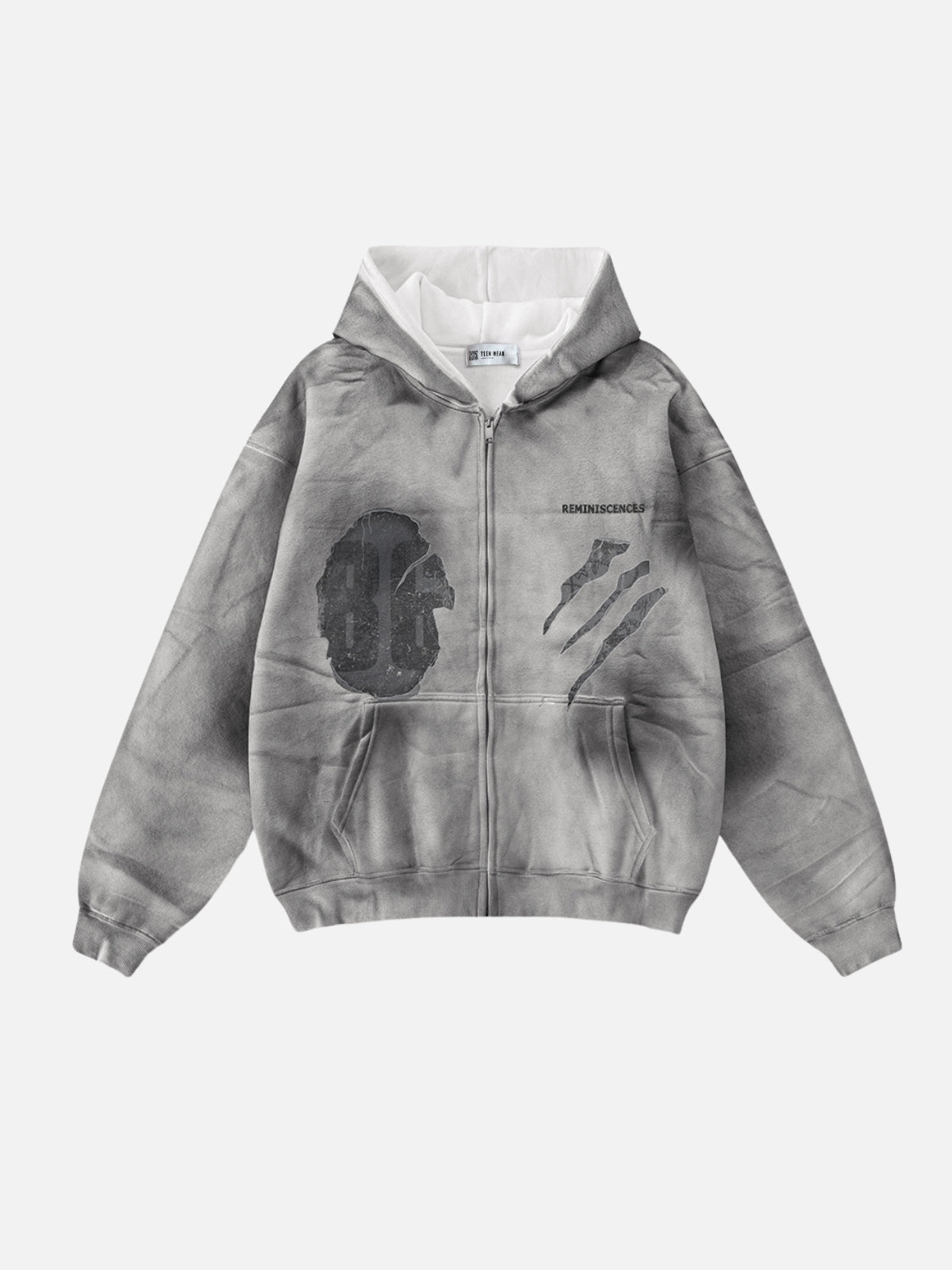 REMINI - Oversized Print Zip Up Hoodie