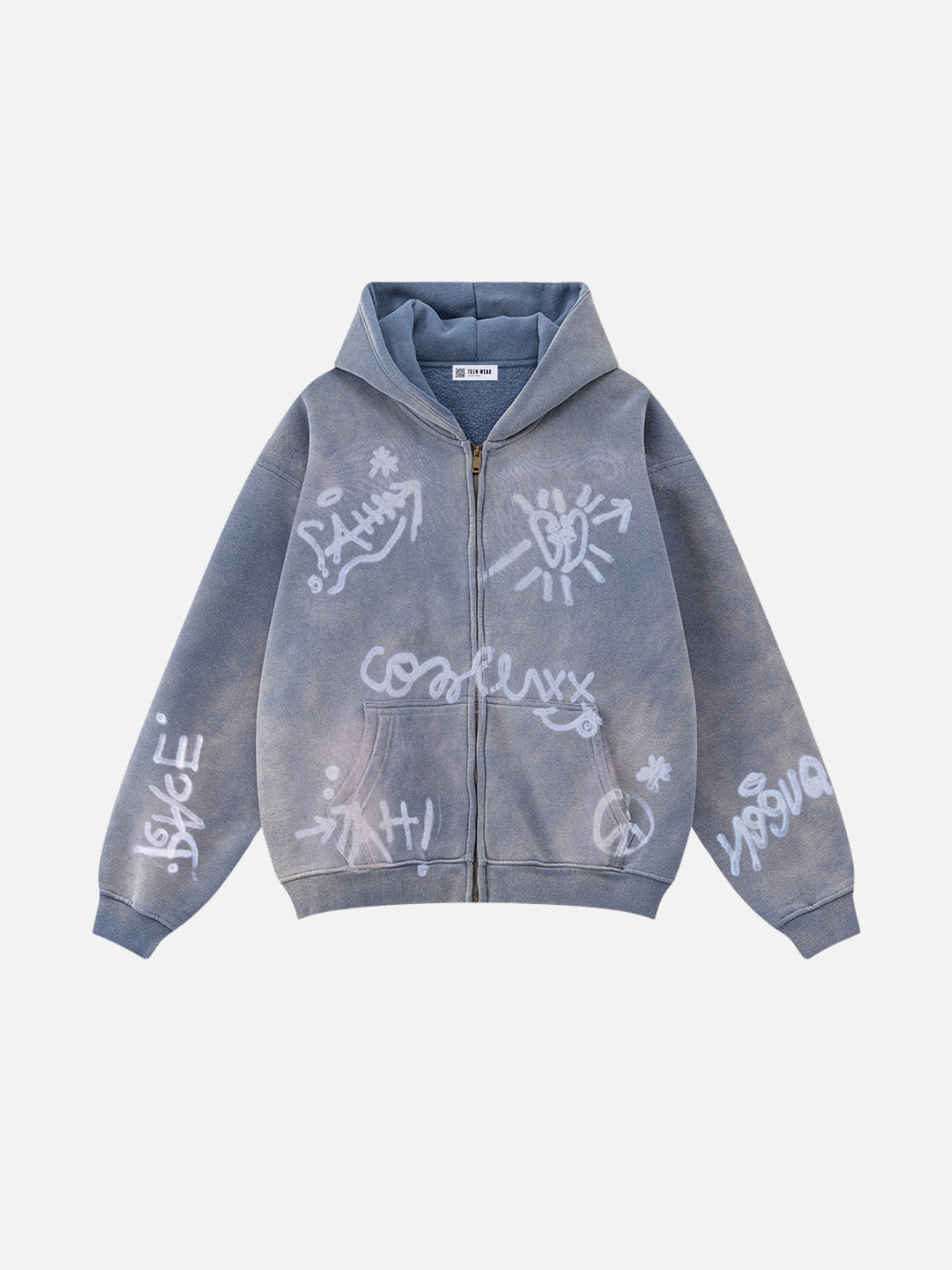 SYMBOLIKA - Oversized Print Zip Up Hoodie