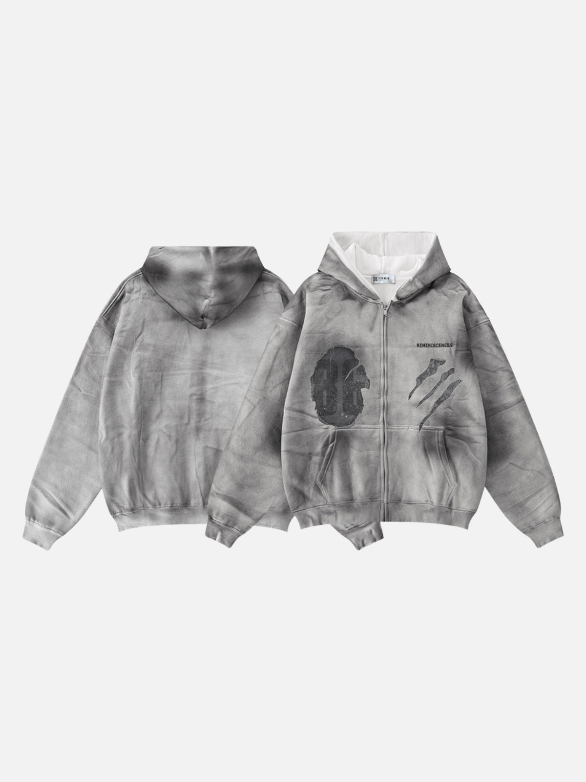 REMINI - Oversized Print Zip Up Hoodie