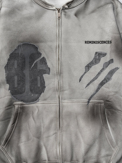 REMINI - Oversized Print Zip Up Hoodie