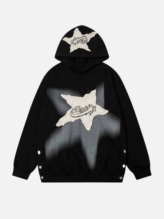 STAR PATCH - Oversized Embroidered Hoodie