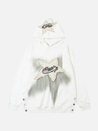 STAR PATCH - Oversized Embroidered Hoodie
