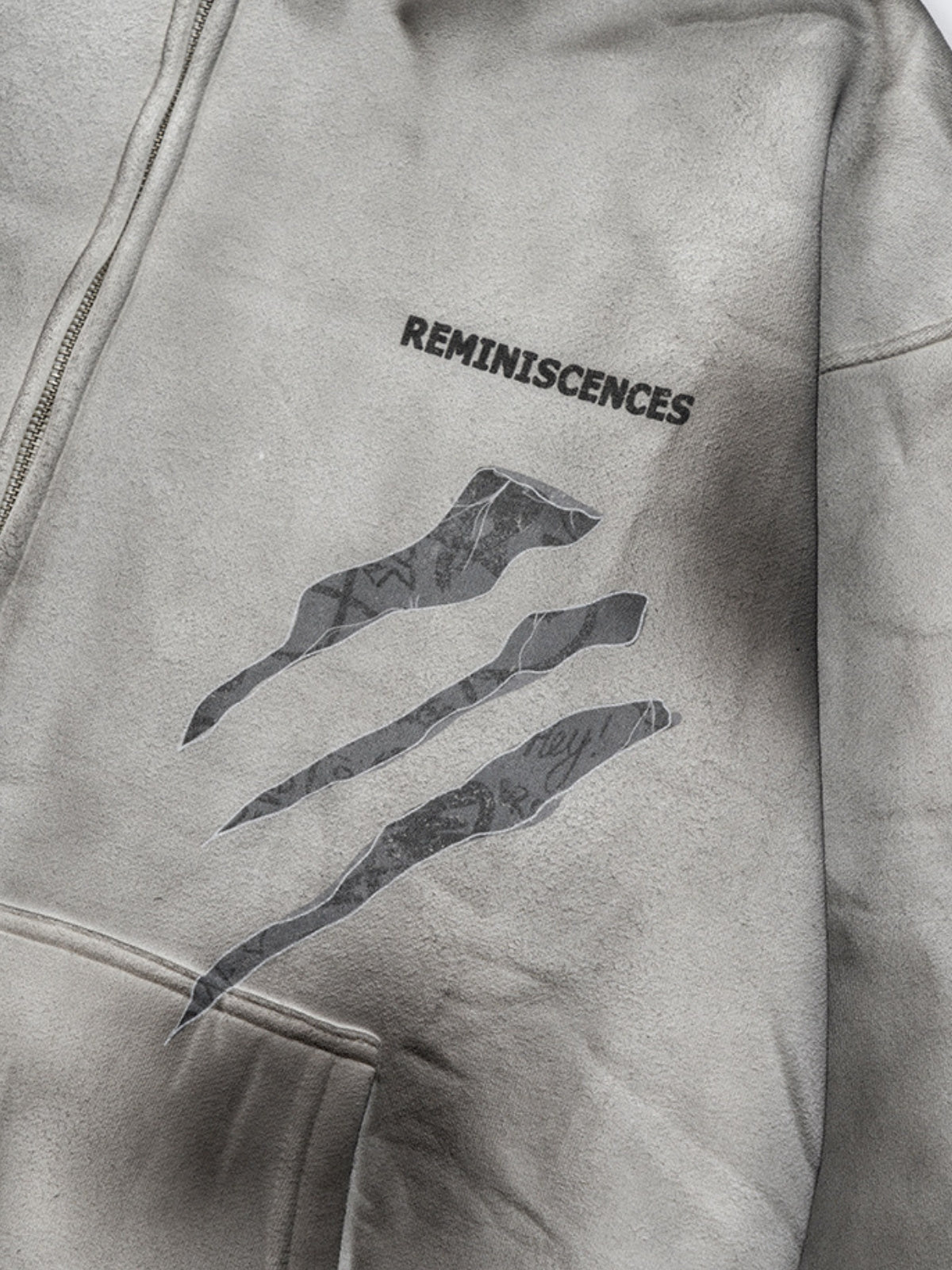 REMINI - Oversized Print Zip Up Hoodie