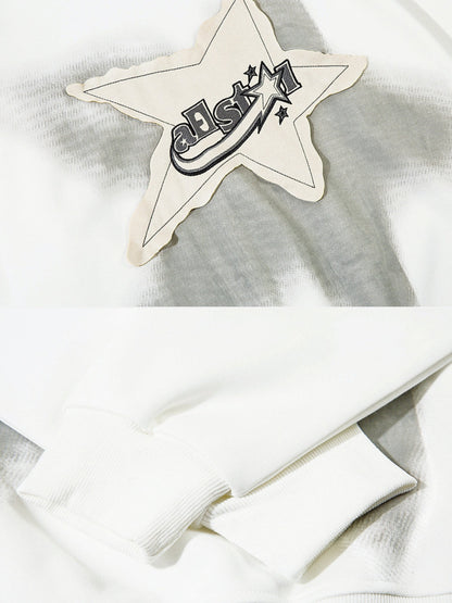 STAR PATCH - Oversized Embroidered Hoodie