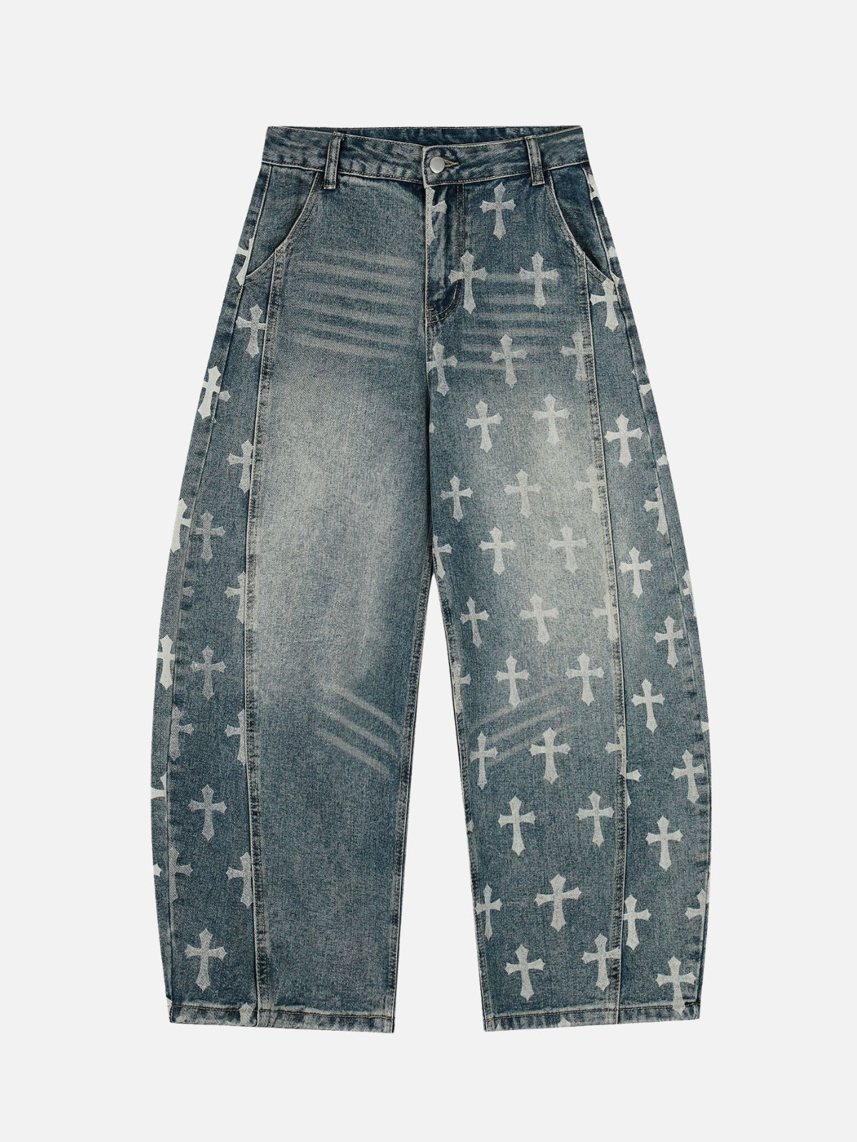 SAINTRY – Baggy Graphic Cross Print Jeans