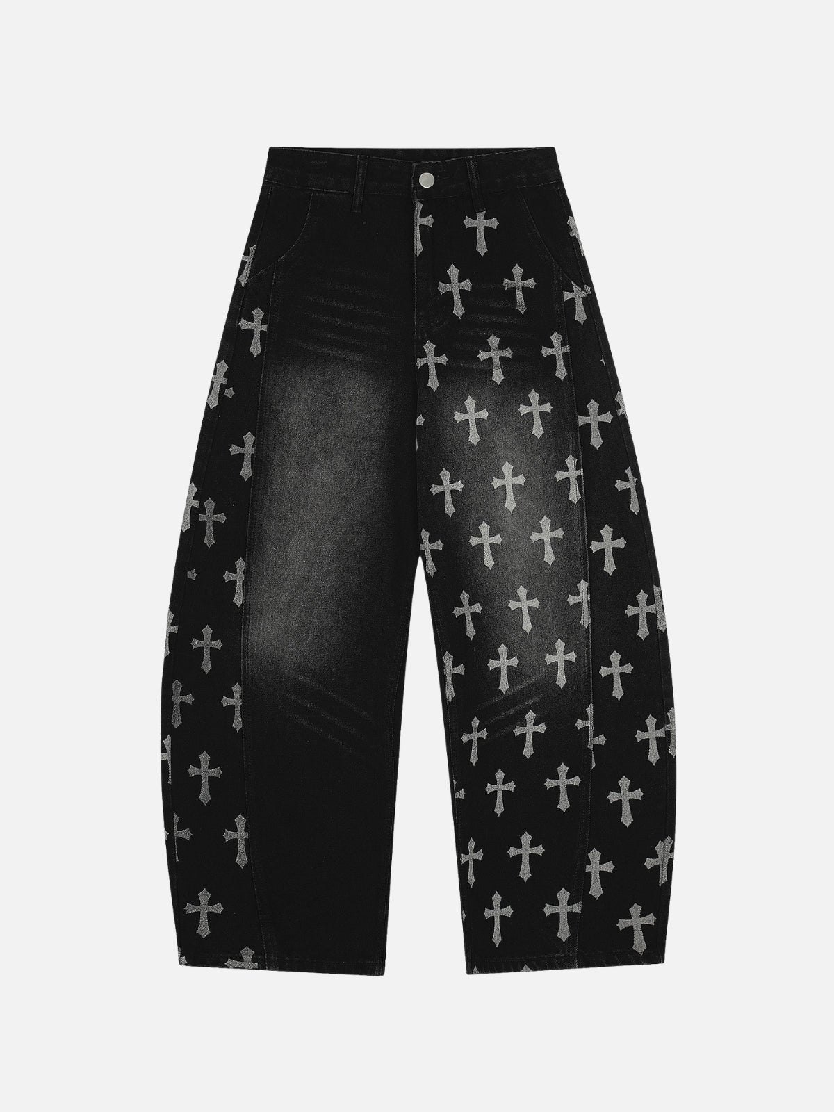 SAINTRY – Baggy Graphic Cross Print Jeans