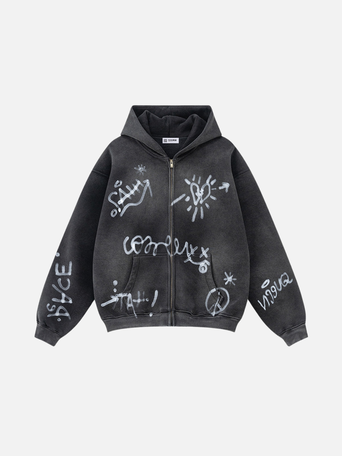 SYMBOLIKA - Oversized Print Zip Up Hoodie