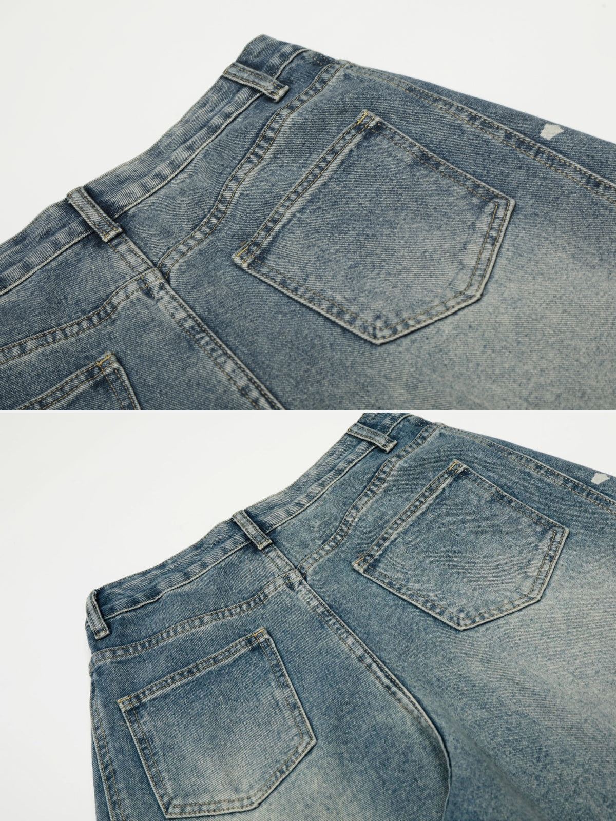 SAINTRY – Baggy Graphic Cross Print Jeans