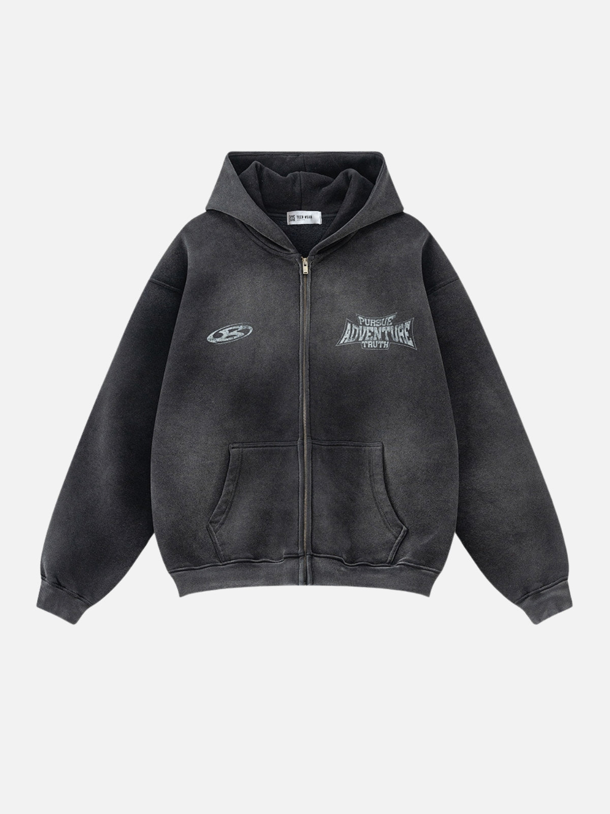 PERSUE - Oversized Print Zip Up Hoodie