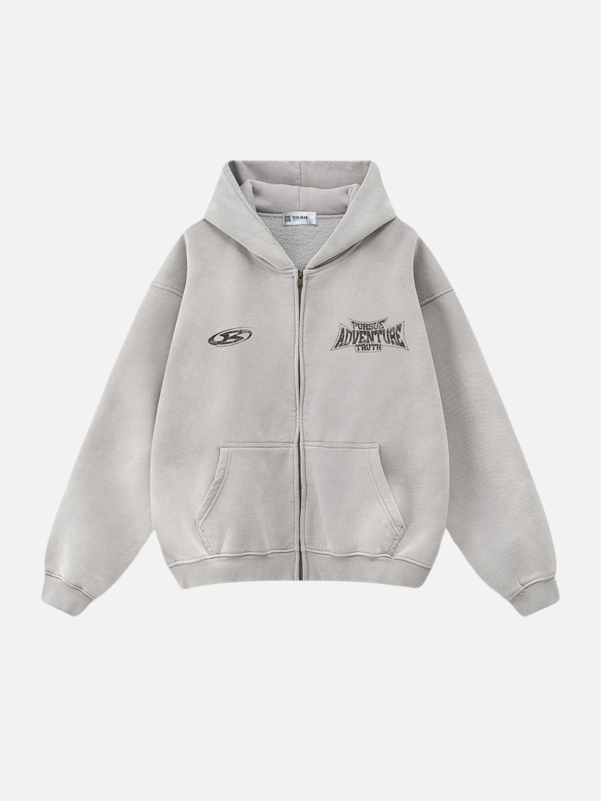 PERSUE - Oversized Print Zip Up Hoodie