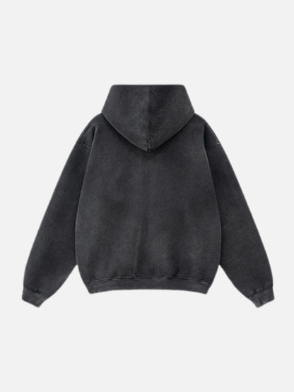 PERSUE - Oversized Print Zip Up Hoodie
