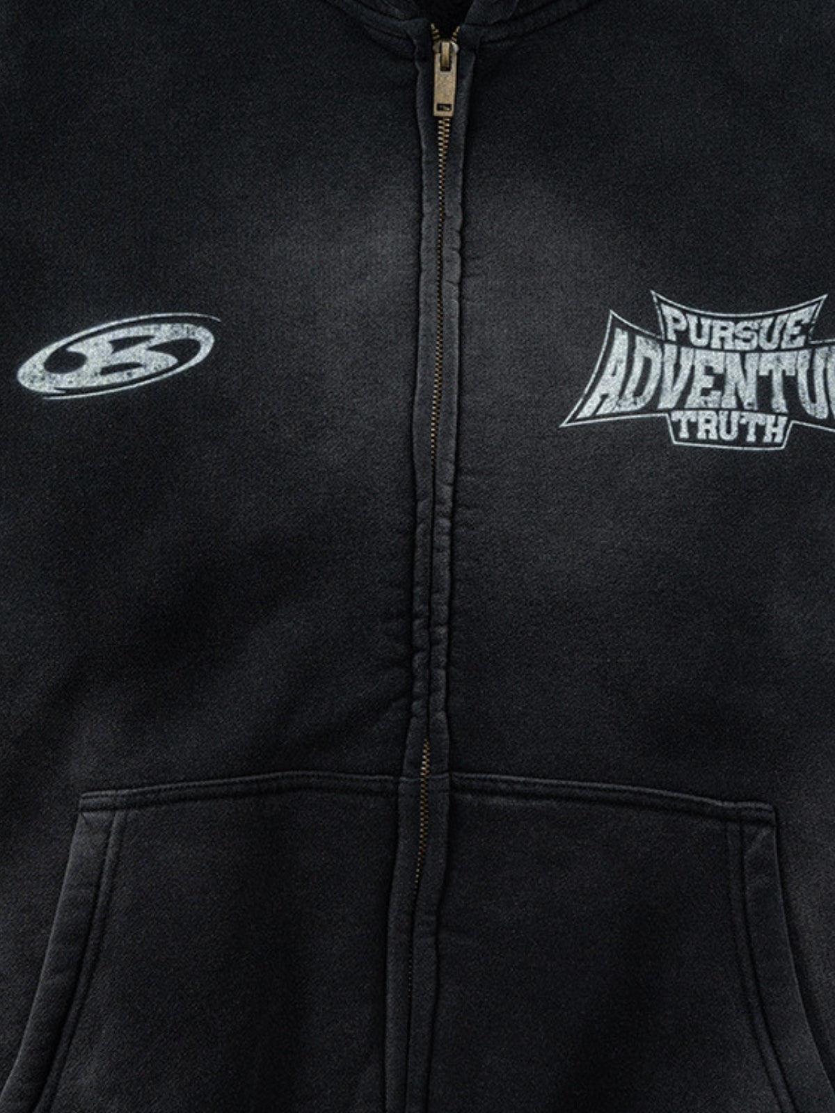 PERSUE - Oversized Print Zip Up Hoodie