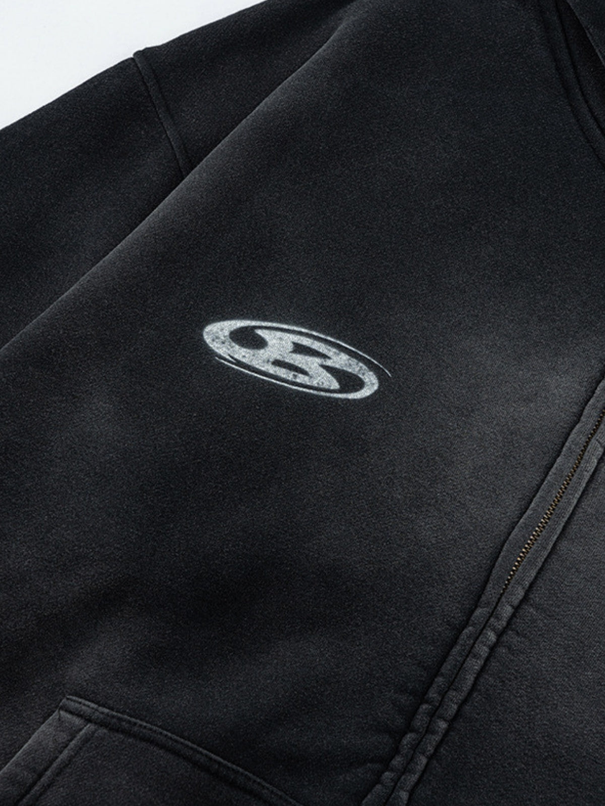 PERSUE - Oversized Print Zip Up Hoodie