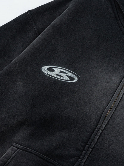 PERSUE - Oversized Print Zip Up Hoodie