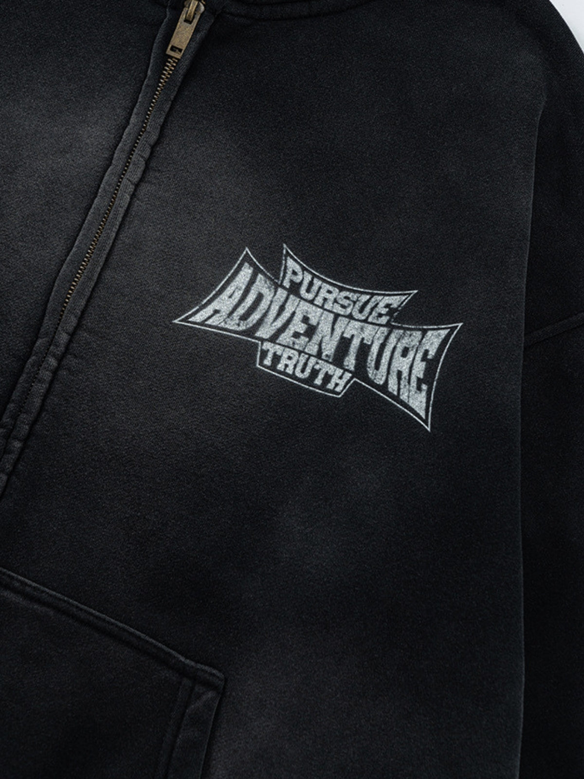 PERSUE - Oversized Print Zip Up Hoodie