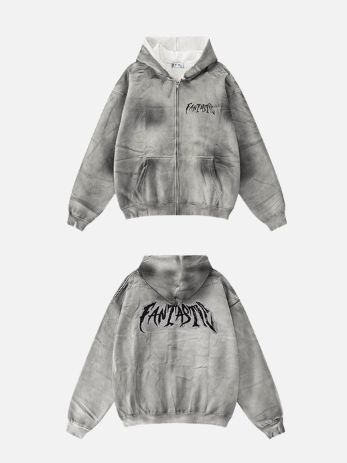 FANTASTIC - Oversized Print Zip Up Hoodie