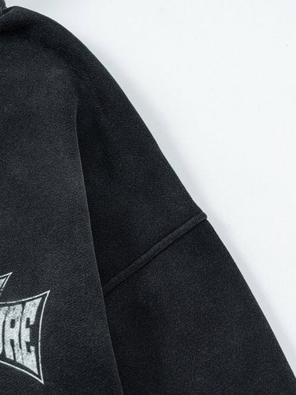 PERSUE - Oversized Print Zip Up Hoodie