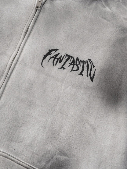 FANTASTIC - Oversized Print Zip Up Hoodie