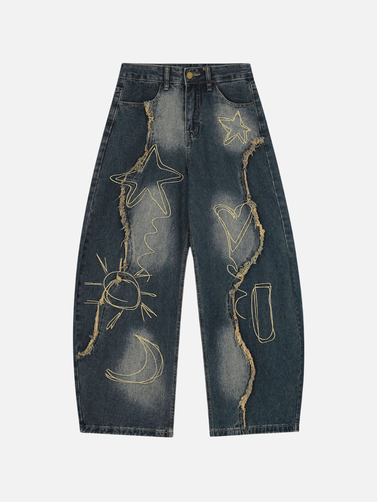 PATCHSTARS - Baggy Embroidered Jeans
