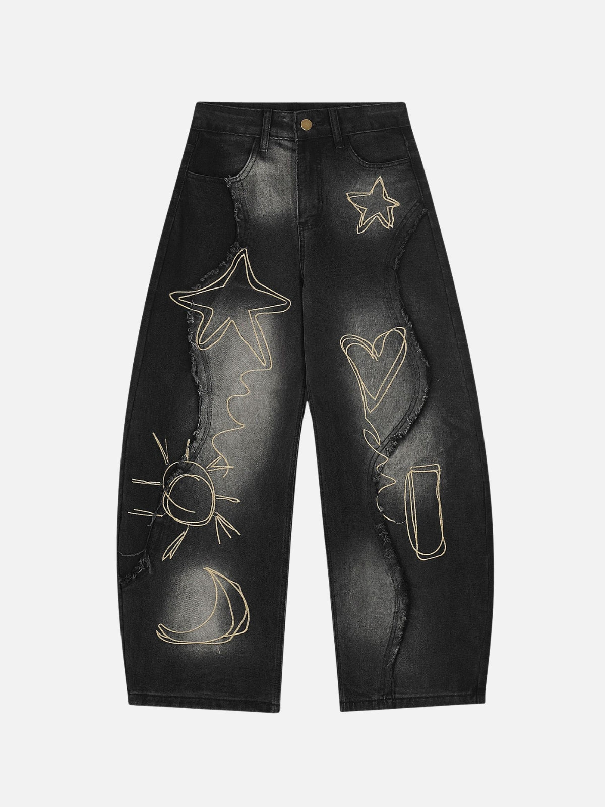 PATCHSTARS - Baggy Embroidered Jeans