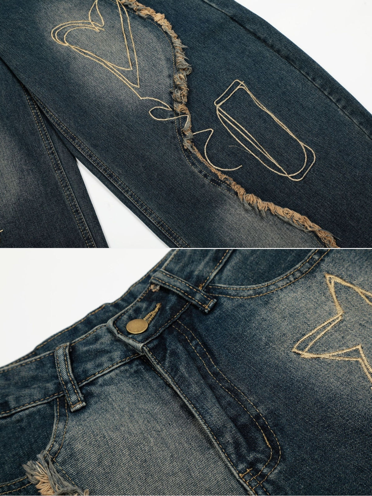 PATCHSTARS - Baggy Embroidered Jeans