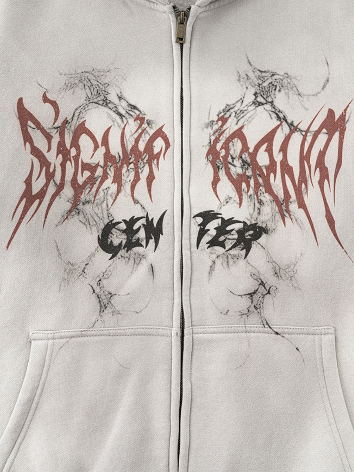 SINGUS - Oversized Print Zip Up Hoodie