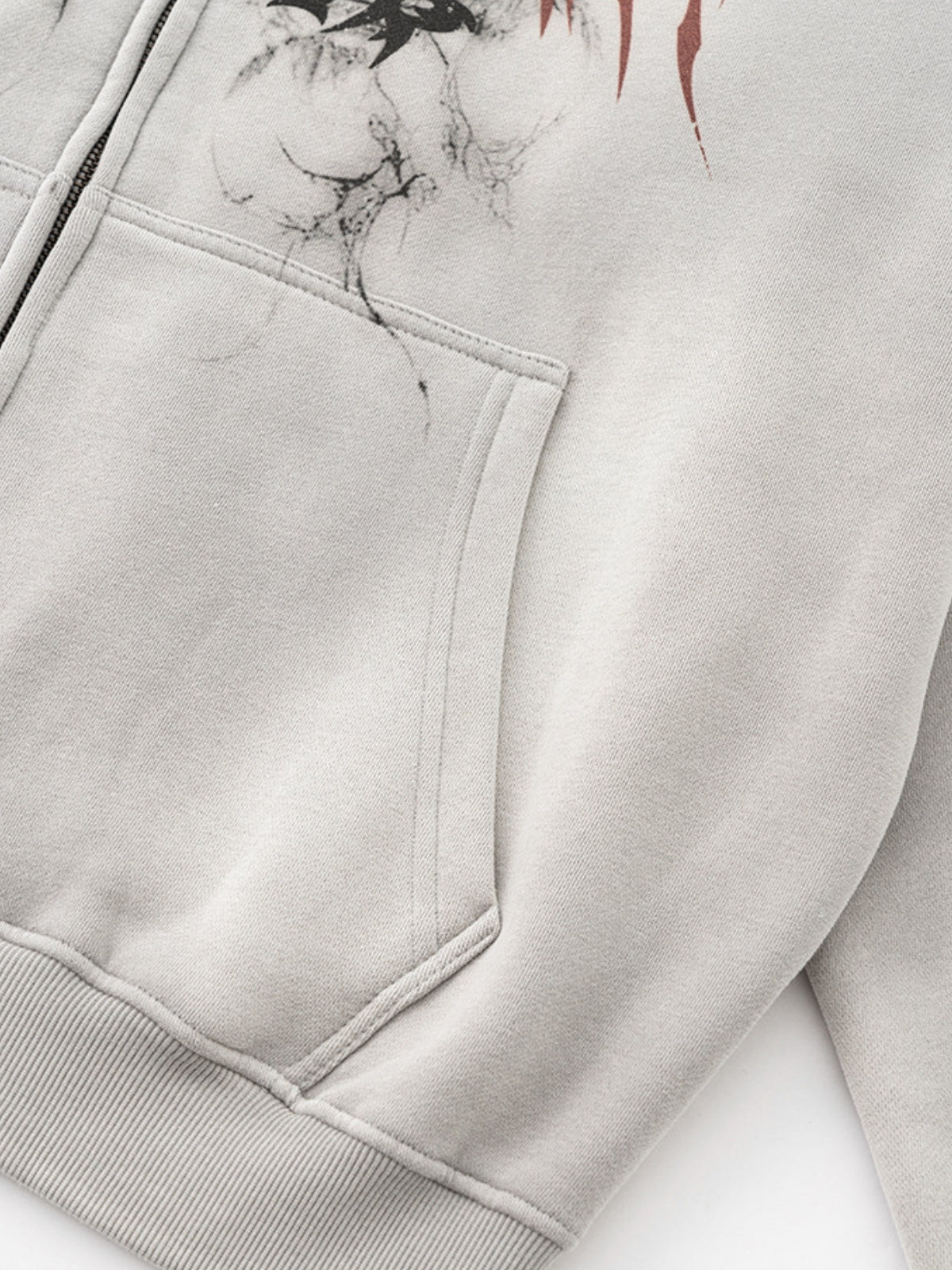 SINGUS - Oversized Print Zip Up Hoodie