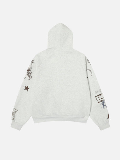 TAP CATS - Oversized Graphic Zip Up Hoodie