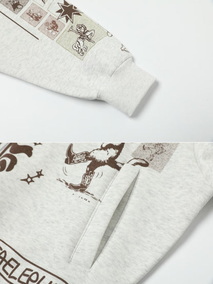 TAP CATS - Oversized Graphic Zip Up Hoodie