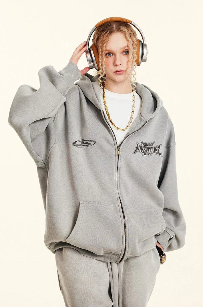 LUNARA® - Oversized Print Zip Up Hoodie UNISEX
