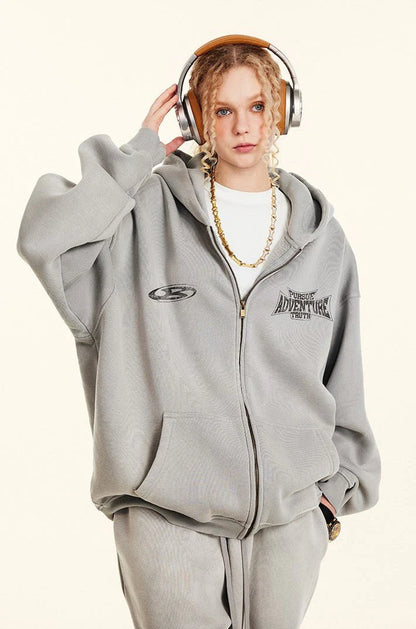 LUNARA® - Oversized Print Zip Up Hoodie UNISEX