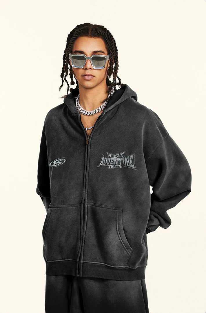 LUNARA® - Oversized Print Zip Up Hoodie UNISEX
