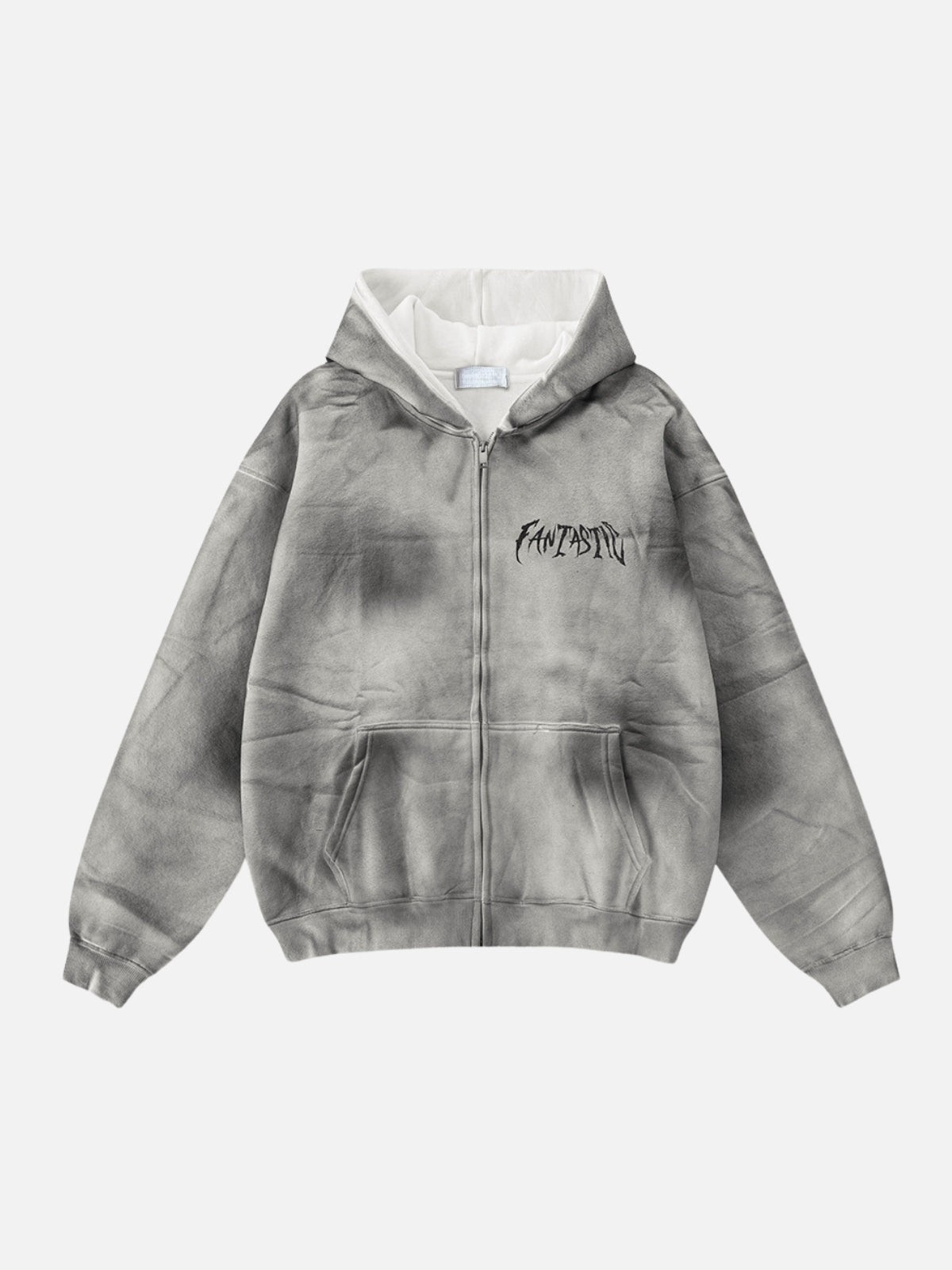 FANTASTICO - Felpa con cappuccio e zip oversize con stampa 