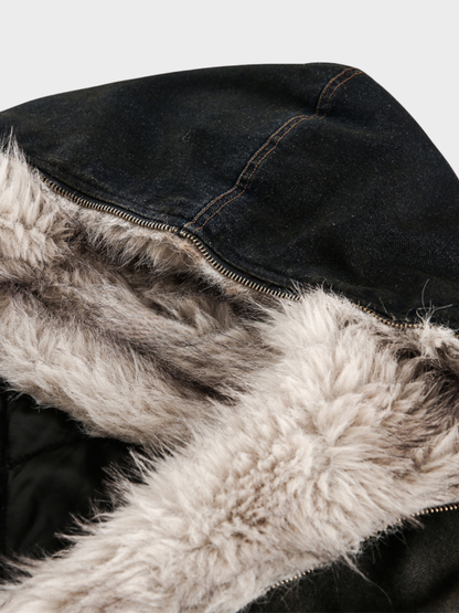Frosted Relic Fur-Lined Denim Jacket