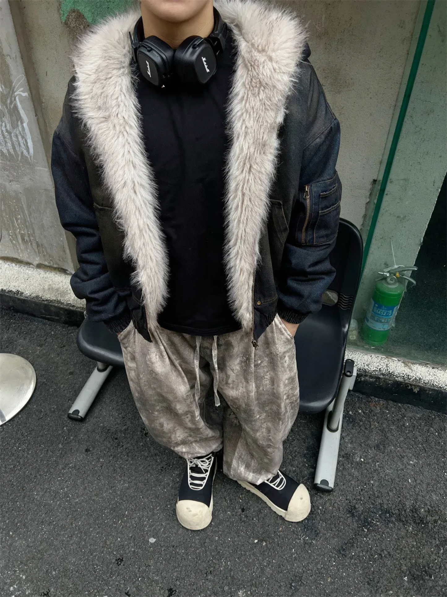 Frosted Relic Fur-Lined Denim Jacket