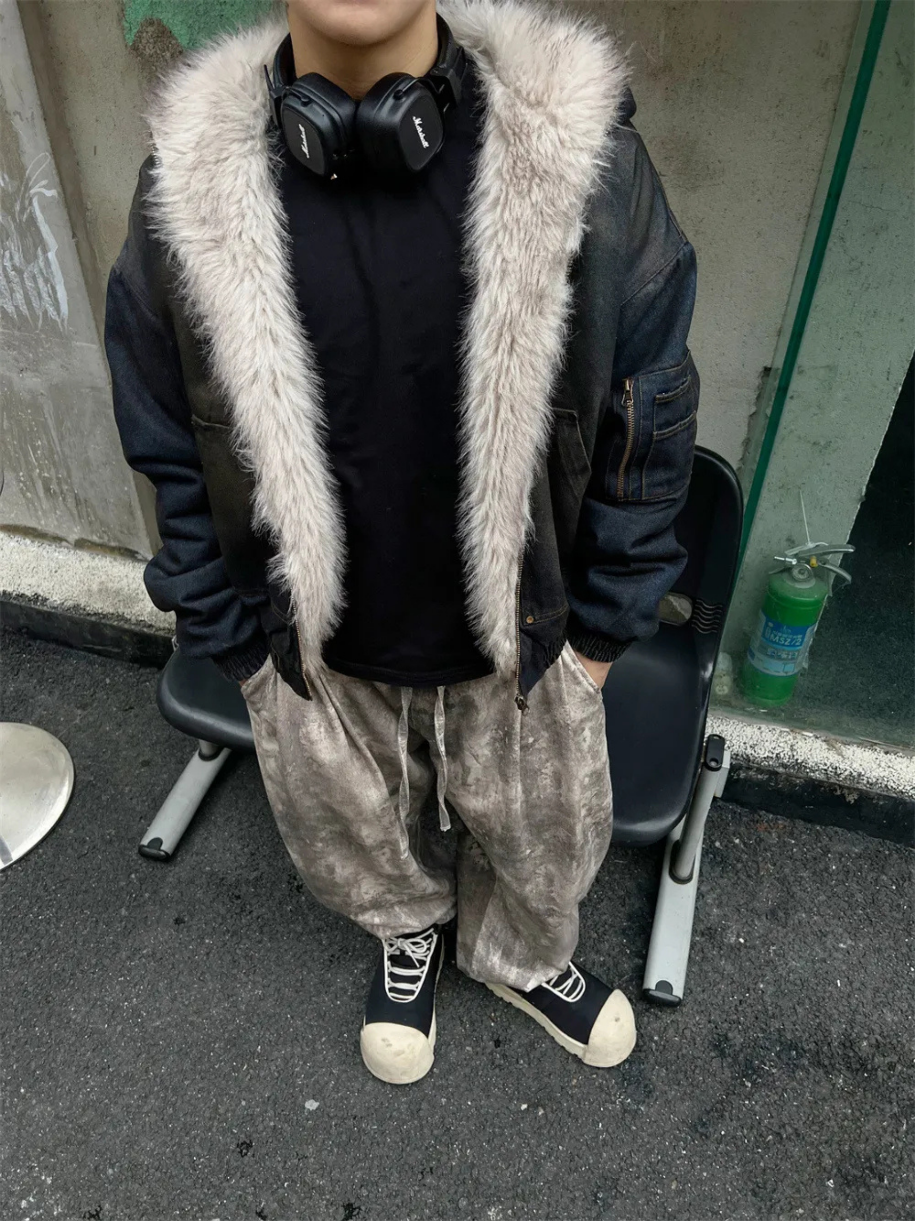 Frosted Relic Fur-Lined Denim Jacket