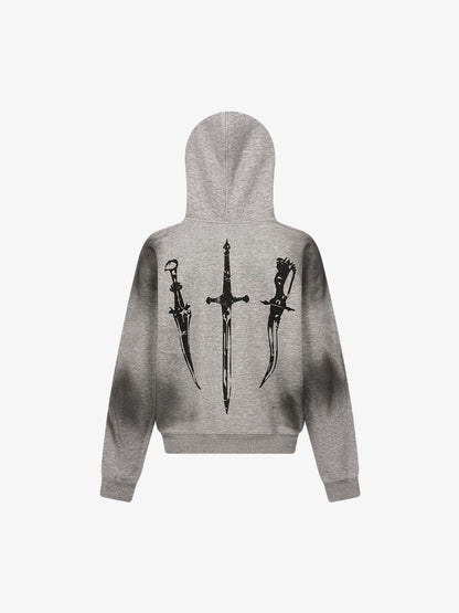 Thesupermade Wasteland Style Cardigan Zip UP Fur Hooded Jacket - 2279