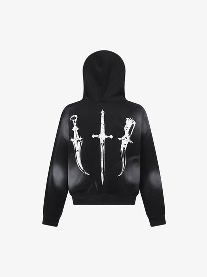 Thesupermade Wasteland Style Cardigan Zip UP Fur Hooded Jacket - 2279