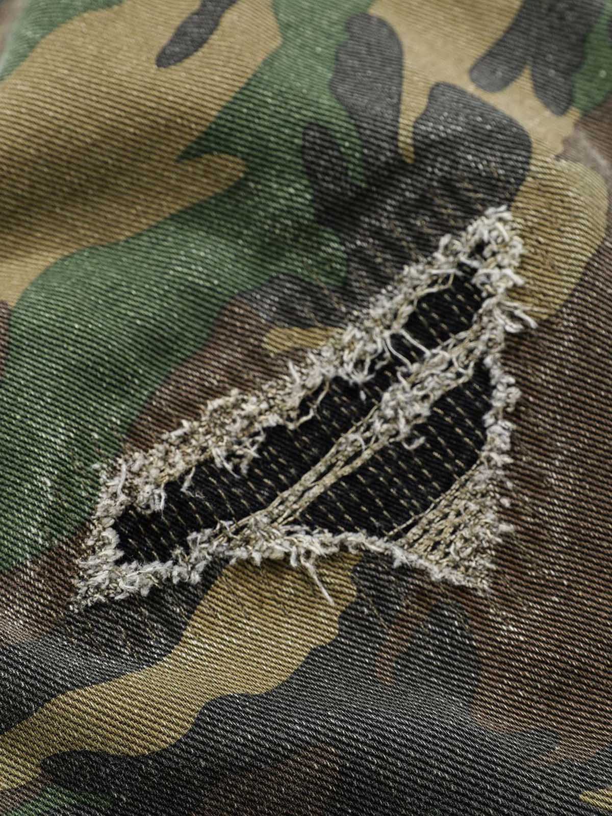 Ripped Camouflage Flared Cargo Pants - 2410