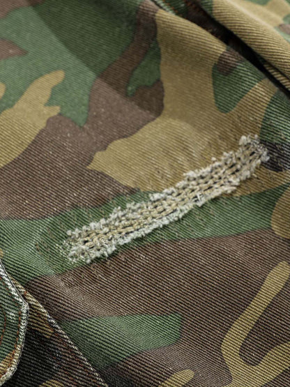 Ripped Camouflage Flared Cargo Pants - 2410